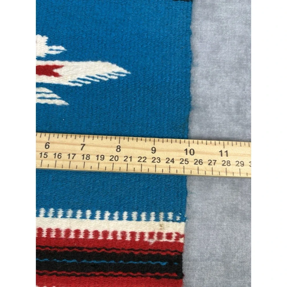 Americraft Inc Mexican Thunderbird Wall Hanging Rug Blue Acrylic 10x21 Fringe